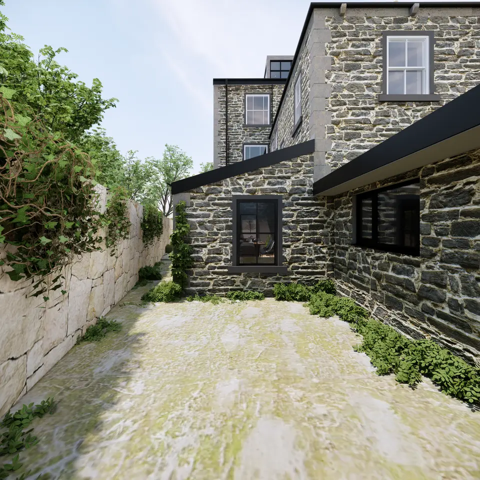 Side view of a 3D visual of design for loft conversion and side extension to a Victorian period property in Low Fell, Gateshead Side view of a 3D visual of design for loft conversion and side extension to a Victorian period property in Low Fell, Gateshead