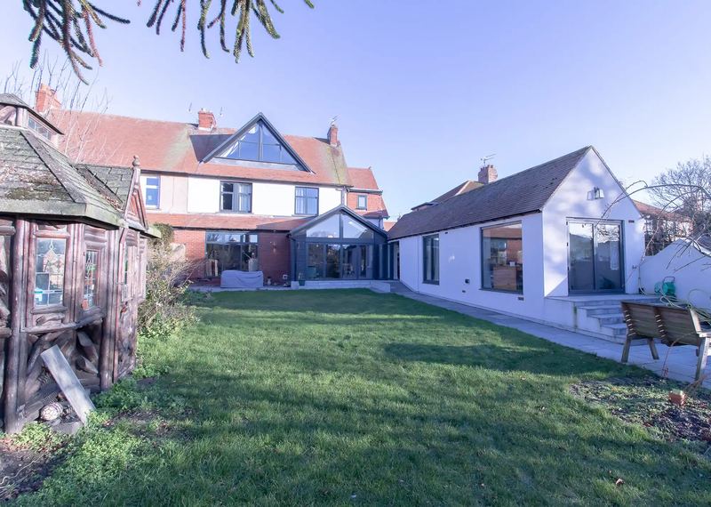 Completed rear extension seen from the garden of a period home in Monkseaton, North Tyneside