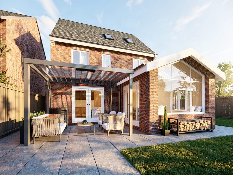 Proposed house extension and covered garden seating area in Forest Hall